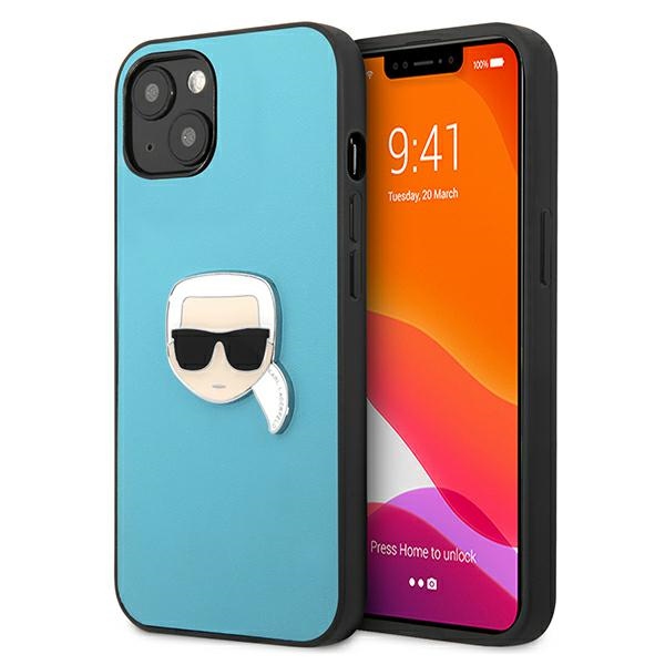 Karl Lagerfeld Nahka Ikonik Karl's Head Metal Case iPhone 13 mini - sininen