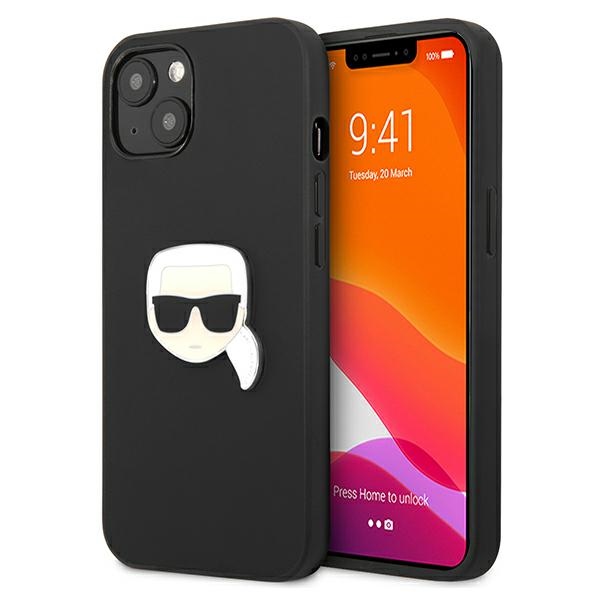 Karl Lagerfeld Nahka Ikonik Karl's Head Metal Case iPhone 13 mini - musta