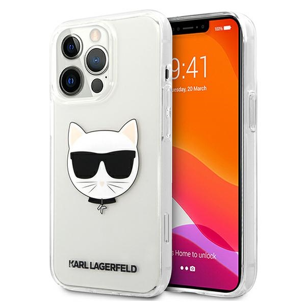 Karl Lagerfeld Choupette Head kotelo iPhone 13 Pro Max - läpinäkyvä