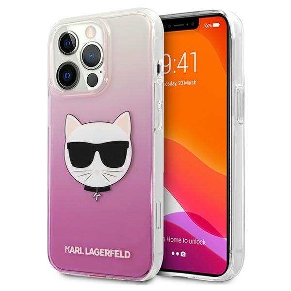 Karl Lagerfeld Choupette Head kotelo iPhone 13 Pro Max - vaaleanpunainen