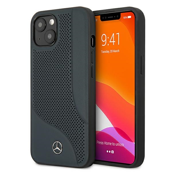 Mercedes Nahka rei'itetty alue Kotelo iPhone 13 mini - laivastonsininen