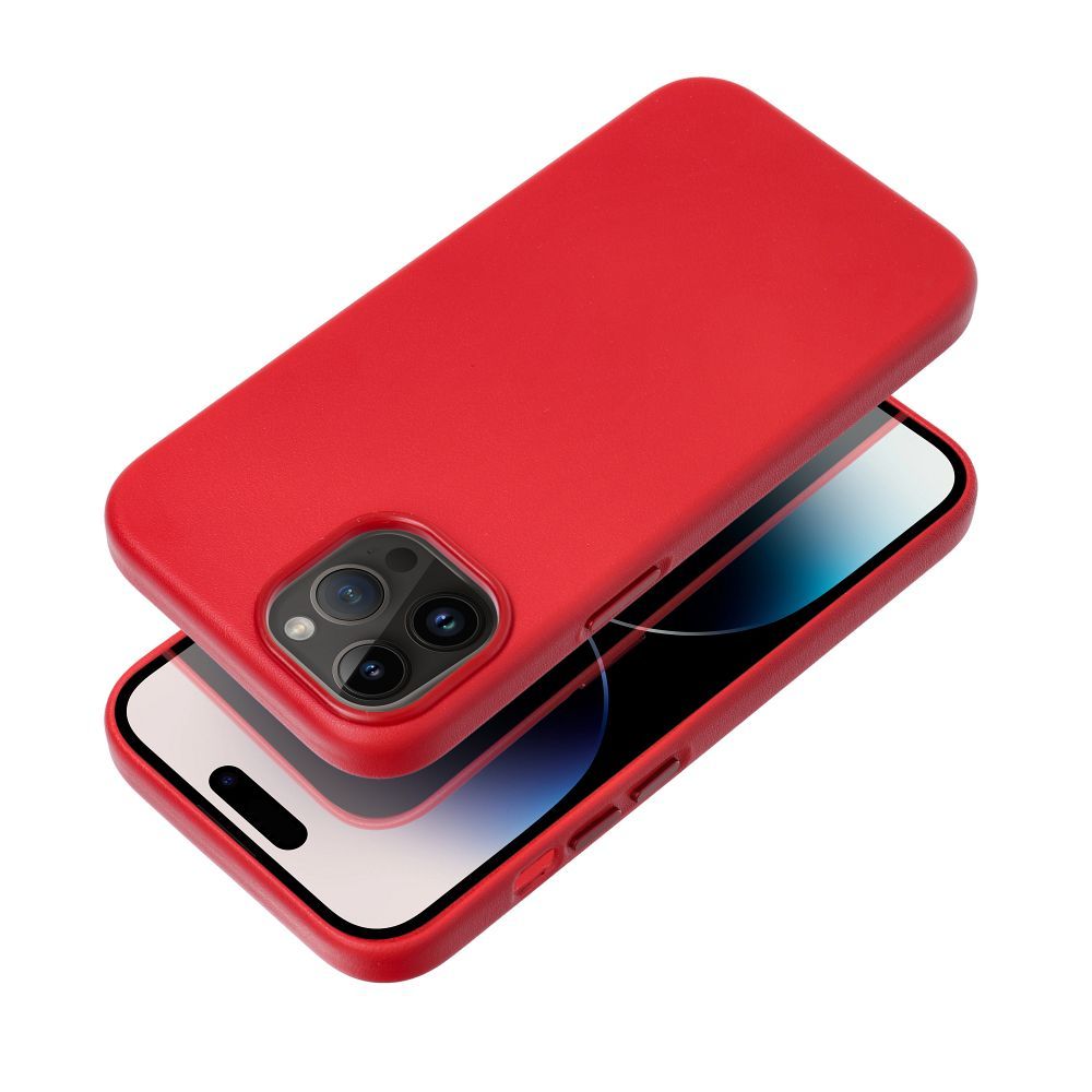 Nahkainen Mag Cover -suojakuori Samsung S25 PLUS:lle yhteensopiva MagSafen kanssa punainen