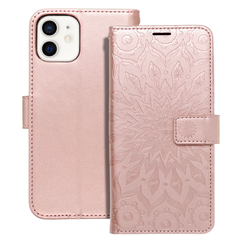 MEZZO lompakkokotelo iPhone 12 / 12 Pro mandala, ruusukulta