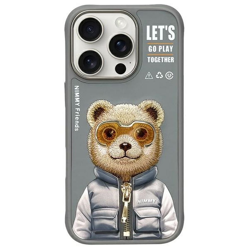 NIMMY Suojakuori COOL&CUTE 2.0 Karhu iPhone 16 Pro Max:lle harmaa