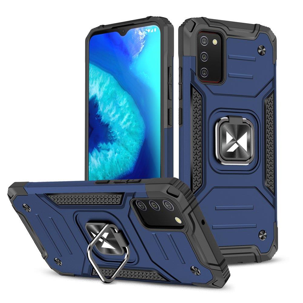 Wozinsky Ring Armor kova hybridi tapauksessa kansi + magneettinen haltija Samsung Galaxy A03s sininen