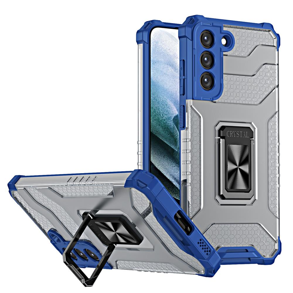 Crystal Ring Case kova hybridi kansi + magneettinen pidike Samsung Galaxy S22 + (S22 Plus) sininen
