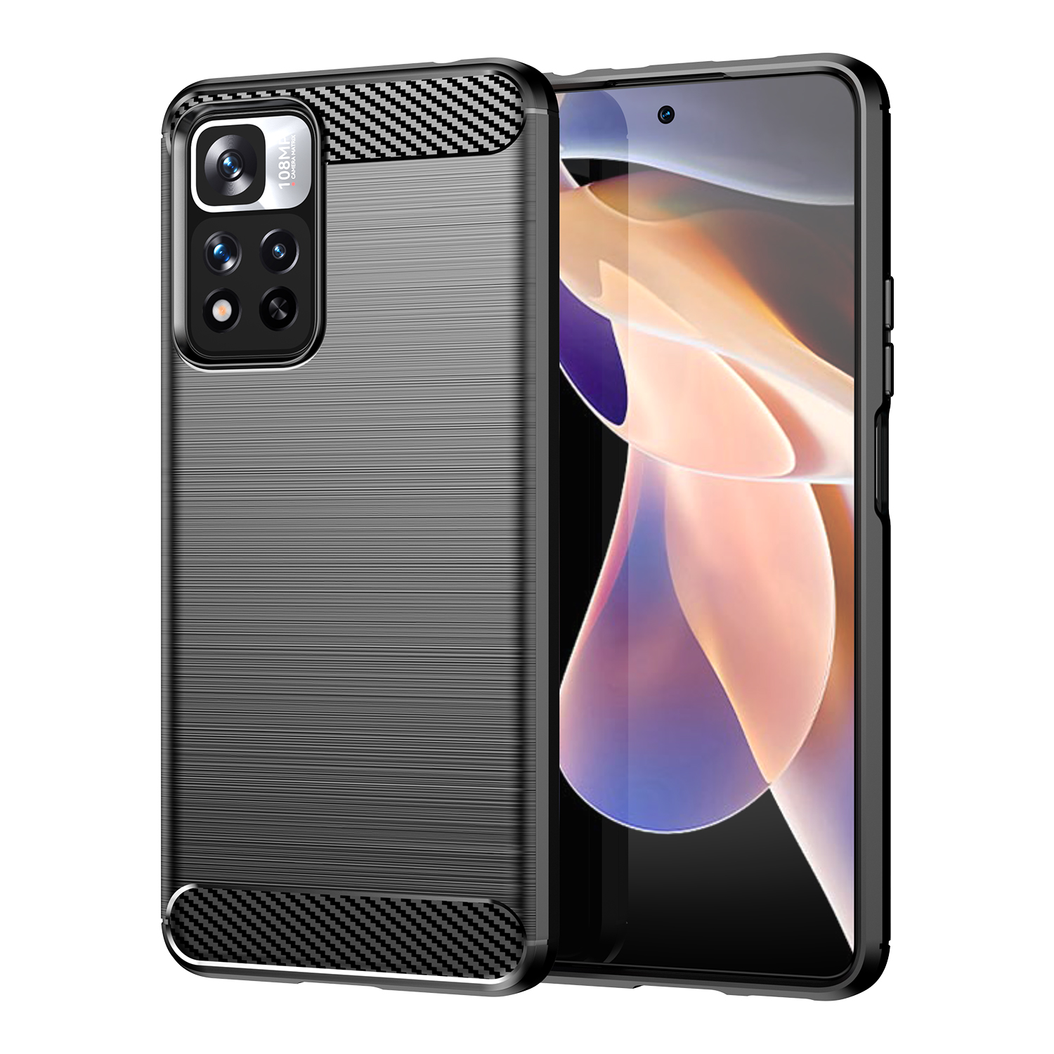 Carbon Case joustava kotelo kansi Xiaomi Redmi Note 11 Pro+ 5G (Kiina) / 11 Pro 5G (Kiina) / Mi11i HyperCharge / Poco X4 NFC musta