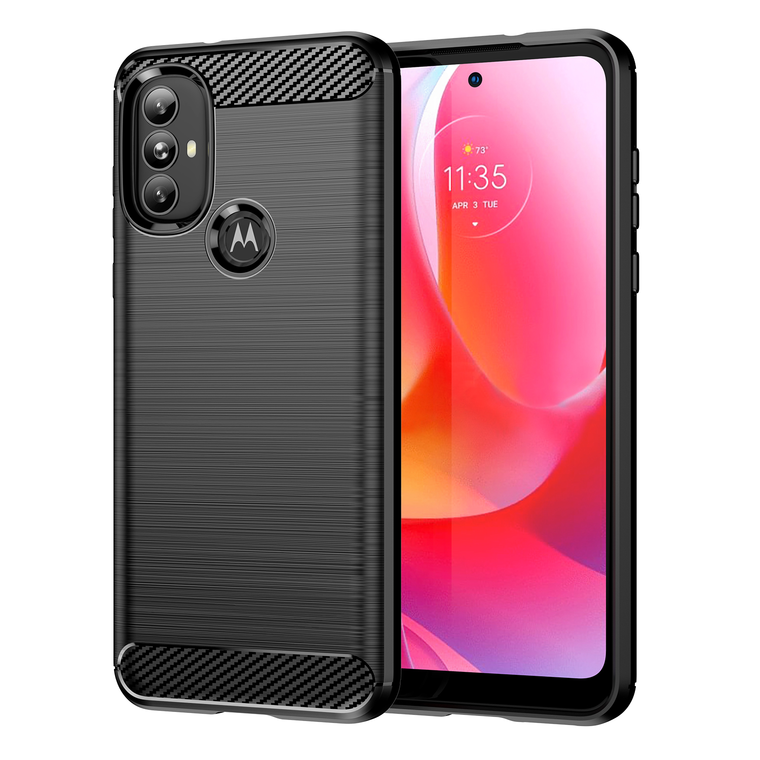 Carbon Case Joustava suojakotelo Motorola Moto G Power 2022 musta