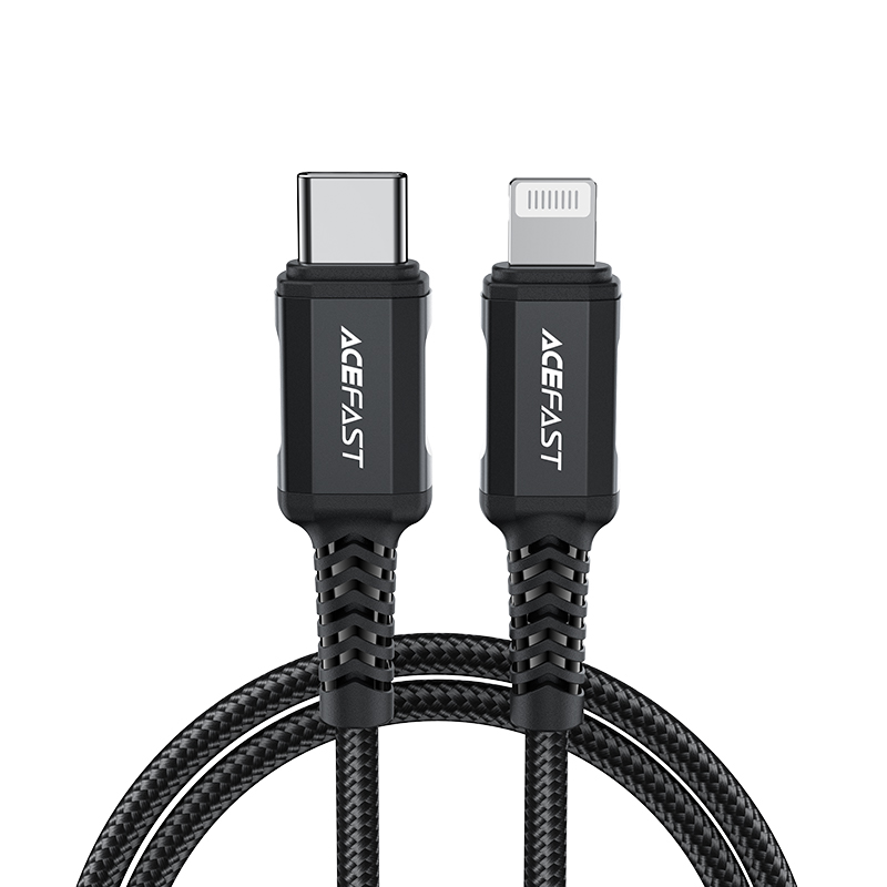 Acefast C4-01 Lightning - USB-C PD kaapeli 30W 3A 480Mb/s 1.8m - musta
