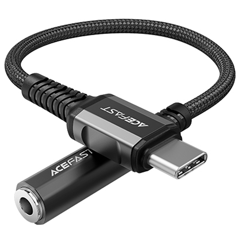 Acefast äänikaapeli USB Type C - 3,5mm mini jack (naaras) 18cm, DAC, AUX musta (C1-07 musta)
