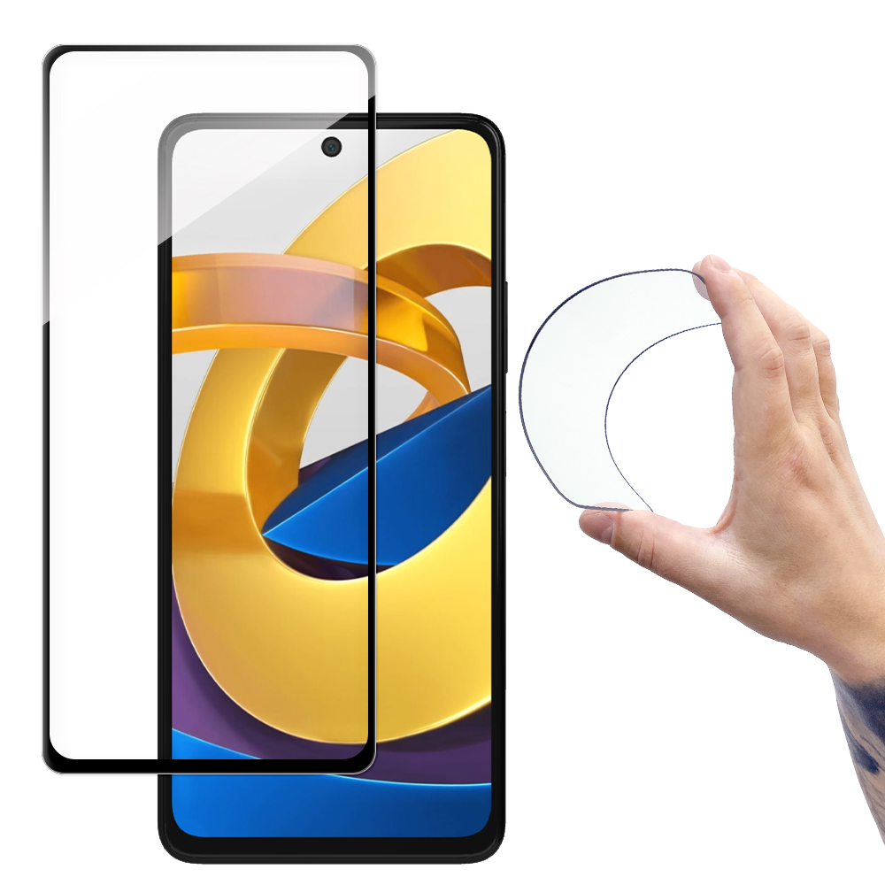 Wozinsky Full Cover Flexi Nano Glass Film karkaistu lasi kehyksellä Xiaomi Poco M4 Pro 5G läpinäkyvästi