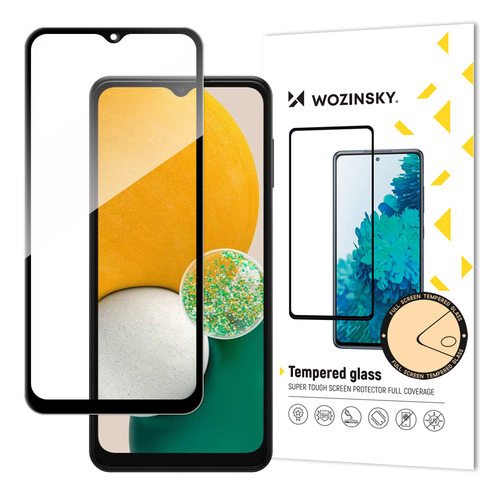 Wozinsky Super Tough Full Glue karkaistua lasia koko näytön kehyksen kanssa asia ystävällinen Samsung Galaxy A13 / A23 / A23 5G / M13 musta