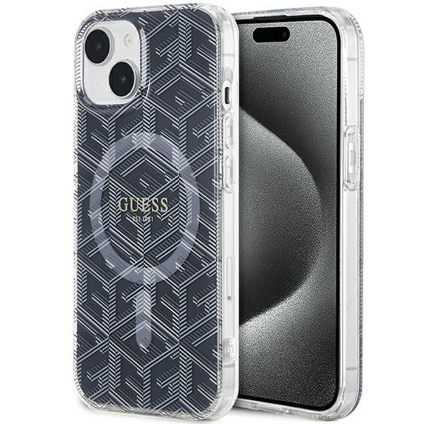 Guess IML GCube MagSafe Suojakuori iPhone 15 Plus:lle - musta