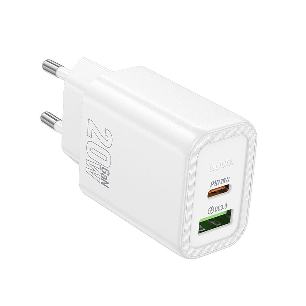 Puhelinlaturi Hoco USB A + USB C QC3.0 PD 3A 20W N61 valkoinen