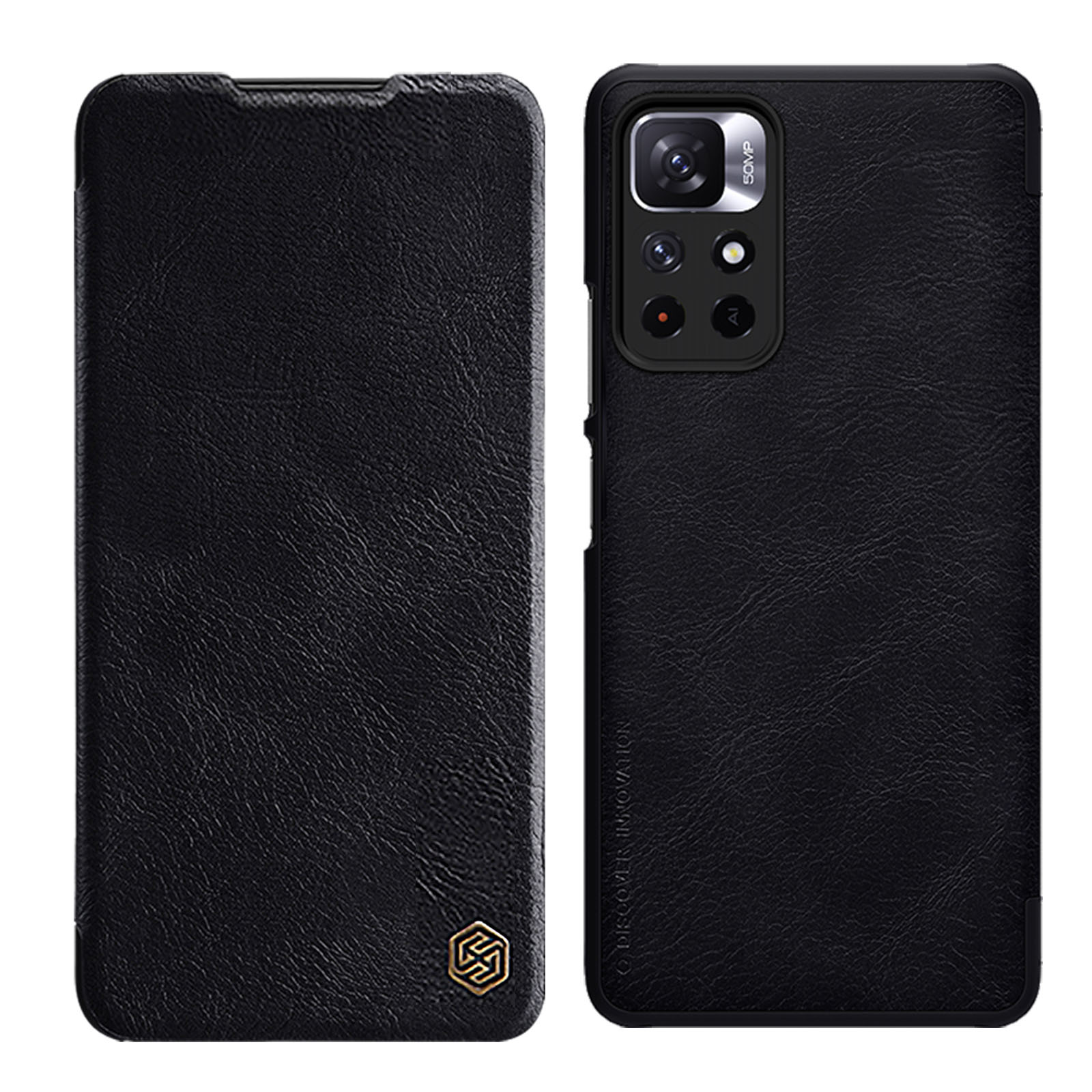 Nillkin Qin Asia Flip Case Xiaomi Redmi Note 11T 5G / 11S 5G / 11 5G (Kiina) / Poco M4 Pro 5G - Musta
