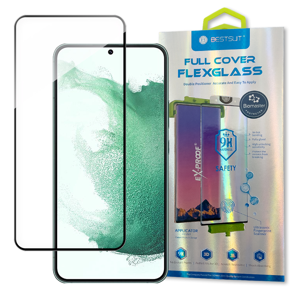 Bestsuit 3D Edge Nano Flexi Glass lasi elokuva koko näytön karkaistu lasi kehys Samsung Galaxy S22 + (S22 Plus) läpinäkyvä Transparent