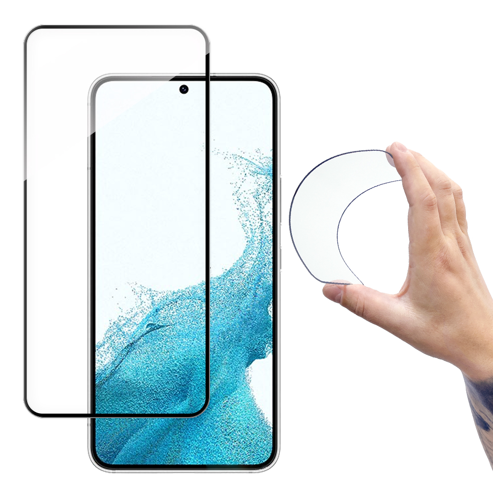 Wozinsky Full Cover Flexi Nano Glass Film karkaistu lasi kehyksen kanssa Samsung Galaxy S22 + (S22 Plus) läpinäkyvä