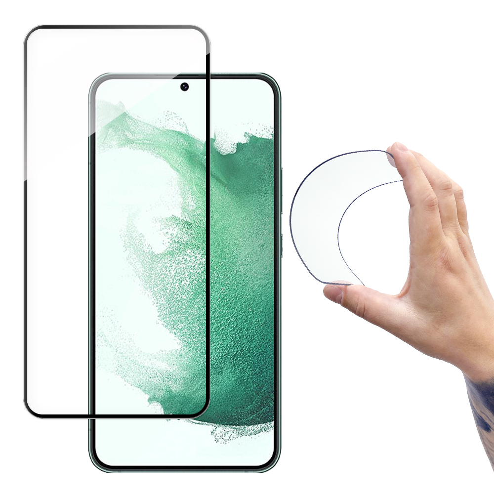 Wozinsky Full Cover Flexi Nano Glass Film karkaistu lasi kehyksellä Samsung Galaxy S22 läpinäkyvä