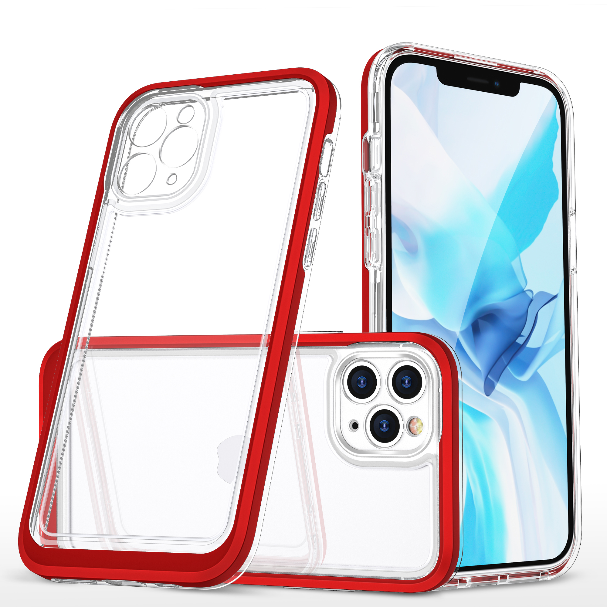 Kirkas 3in1 Kotelo iPhone 11 Pro Max kehys kansi geeli punainen