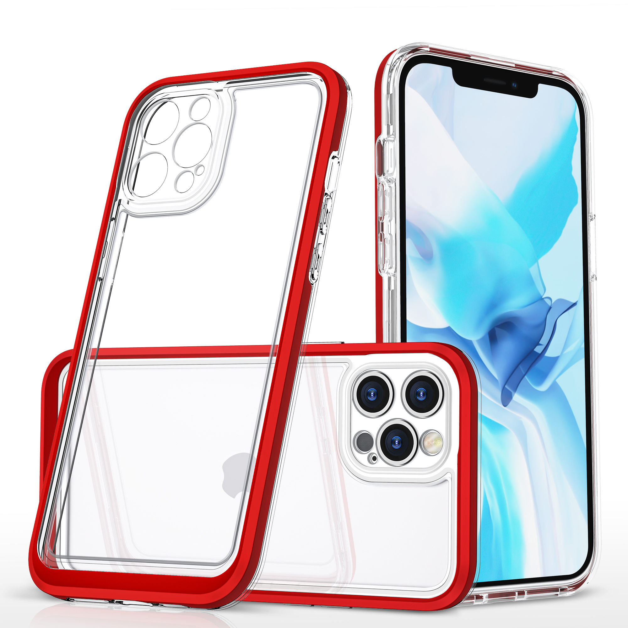 Kirkas 3in1 Kotelo iPhone 12 Pro Max kehys kansi geeli punainen