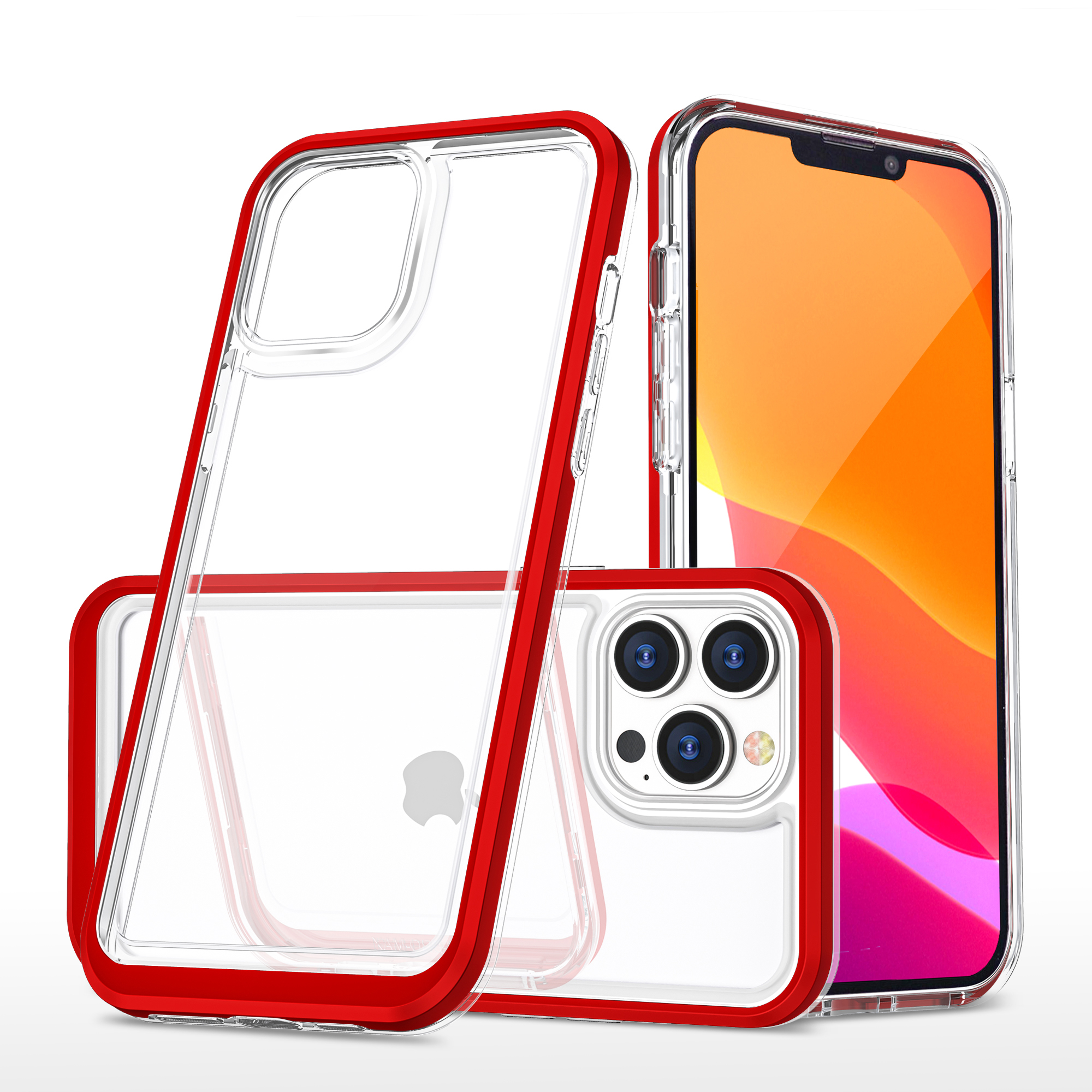 Kirkas 3in1 Kotelo iPhone 13 Pro Max kehys kansi geeli punainen
