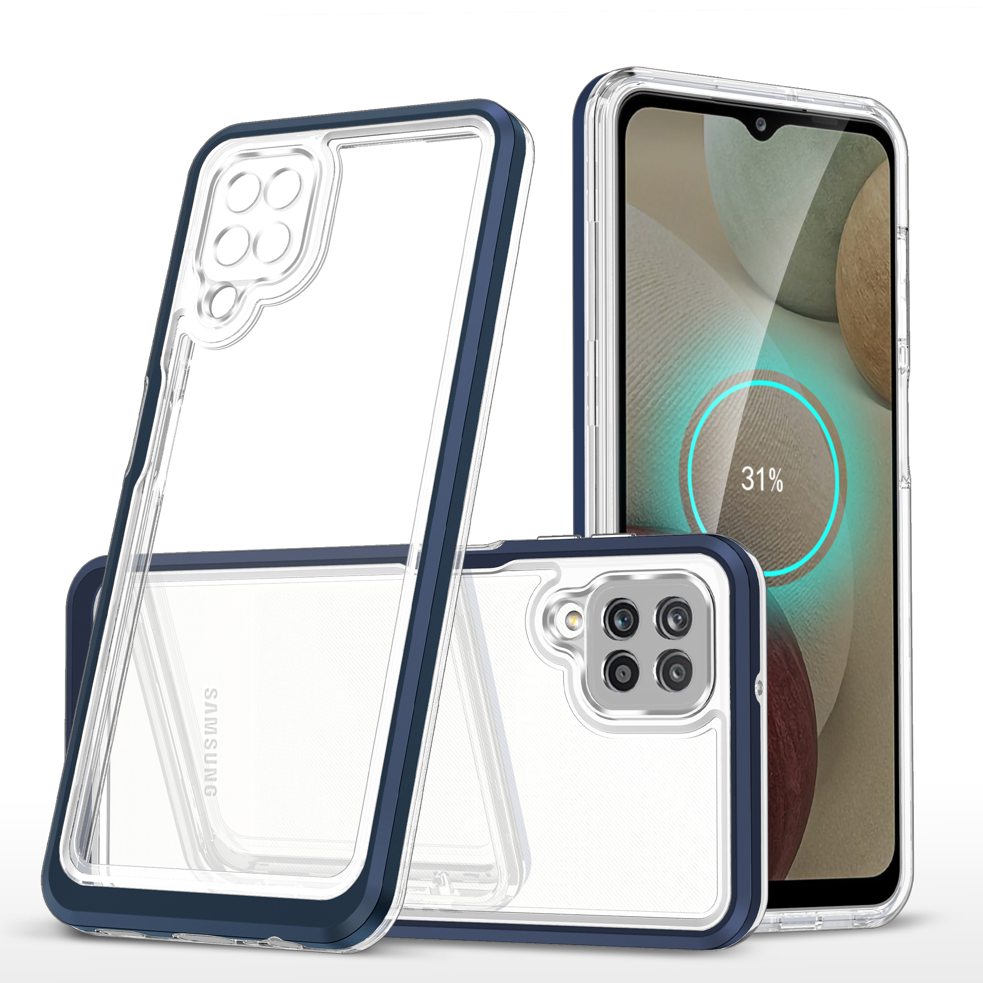 Kirkas 3in1 Asia Samsung Galaxy A22 4G kehys geelisuojus sininen