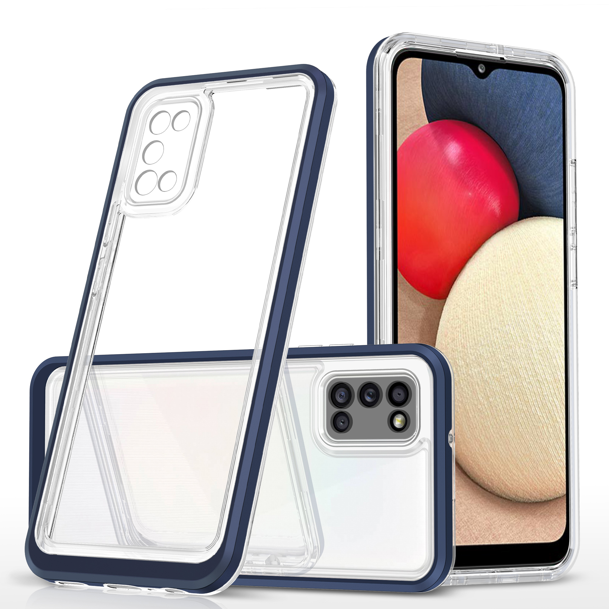 Kirkas 3in1 tapauksessa Samsung Galaxy A03s (166) kehys geeli kansi sininen