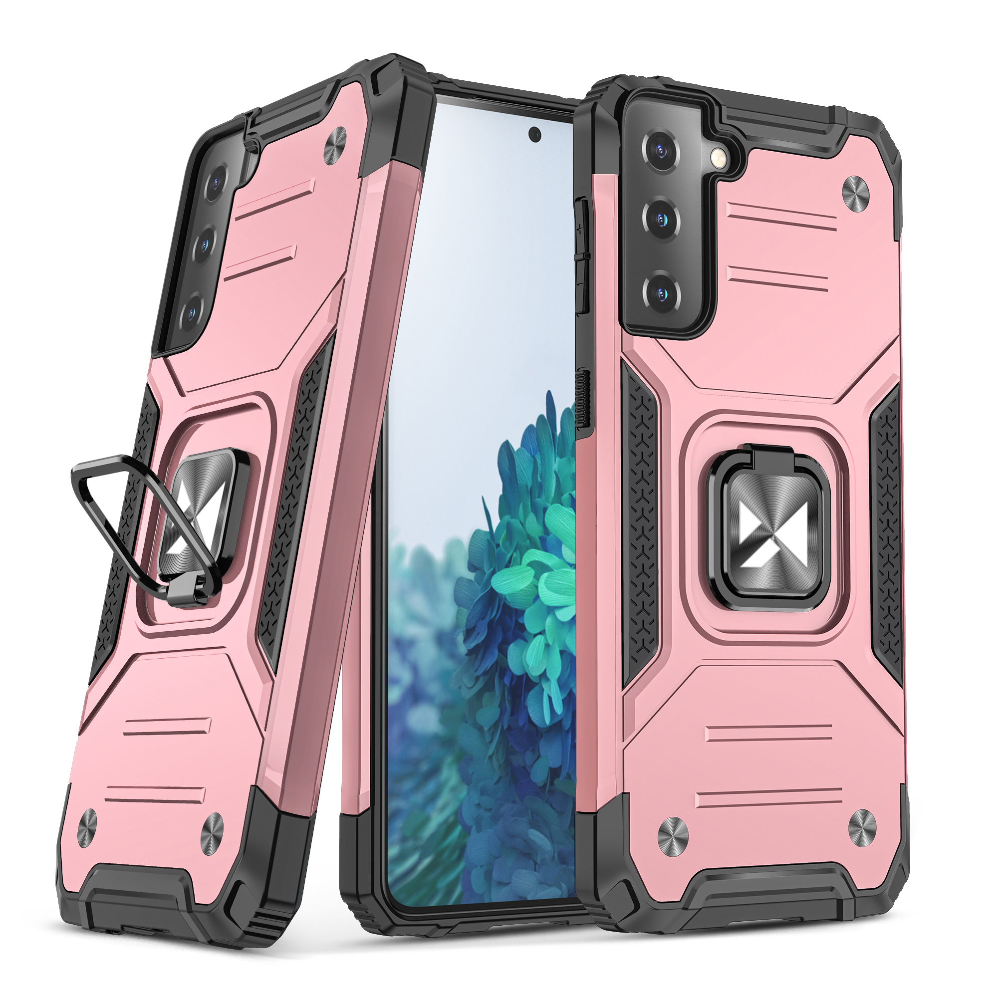Wozinsky Ring Armor Tough Hybrid Case Cover + Magneettikiinnike Samsung Galaxy S22 + (S22 Plus) vaaleanpunainen