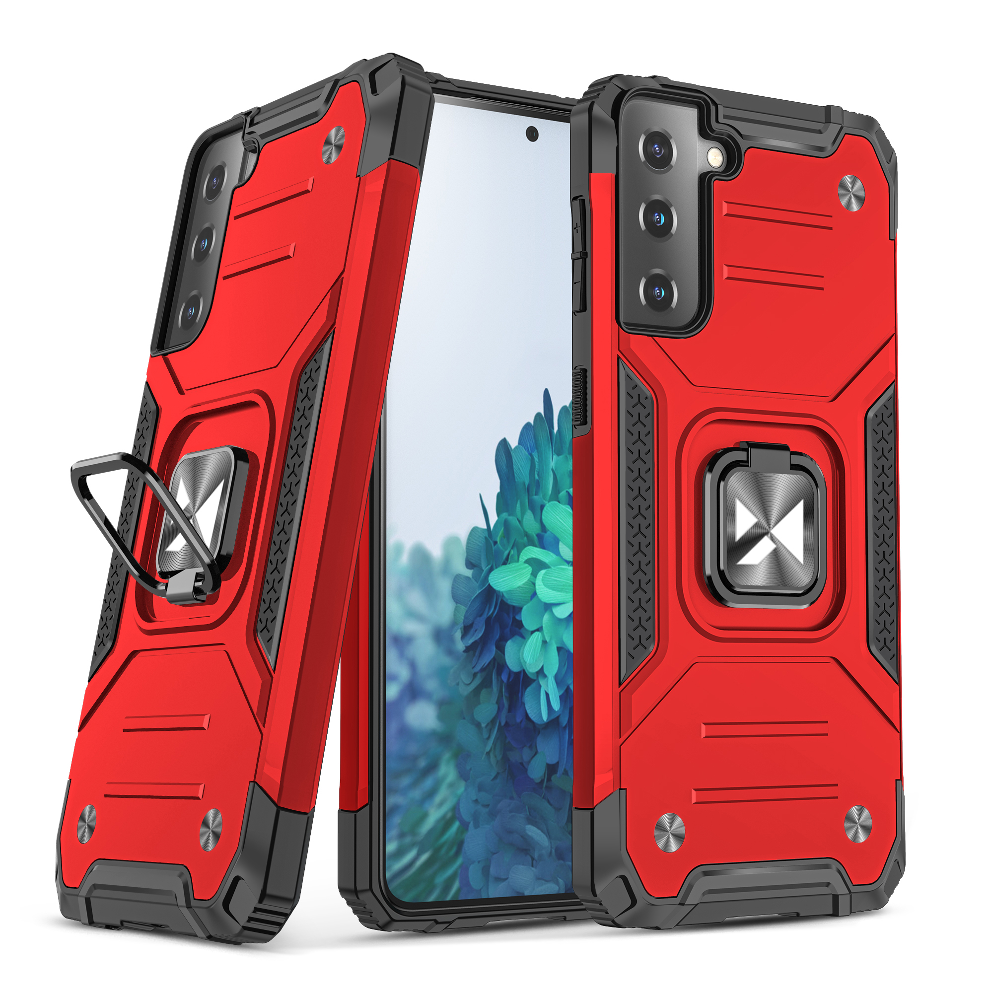 Wozinsky Ring Armor Tough Hybrid Case Cover + Magneettikiinnike Samsung Galaxy S22 + (S22 Plus) Punainen
