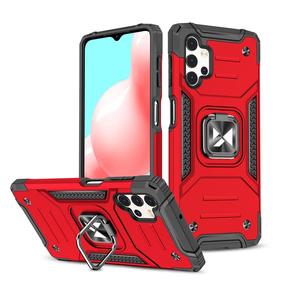 Wozinsky Ring Armor kova hybridi tapauksessa kansi + magneettinen haltija Samsung Galaxy A73 punainen