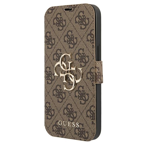 Guess GUBKP13X4GMGBR iPhone 13 Pro Max 6.7" ruskea/ruskea kirja 4G Iso metalli logo