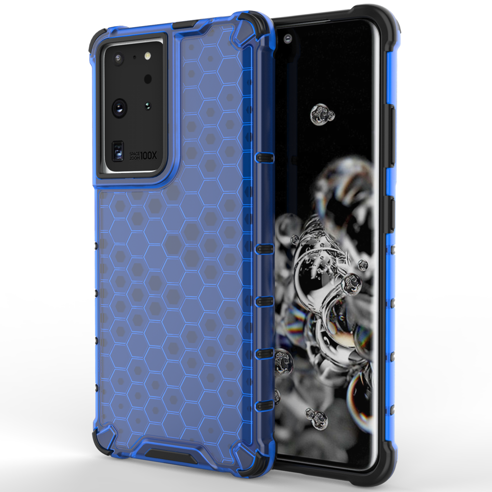 Honeycomb tapauksessa panssaroitu kansi geelirunko Samsung Galaxy S22 Ultra sininen