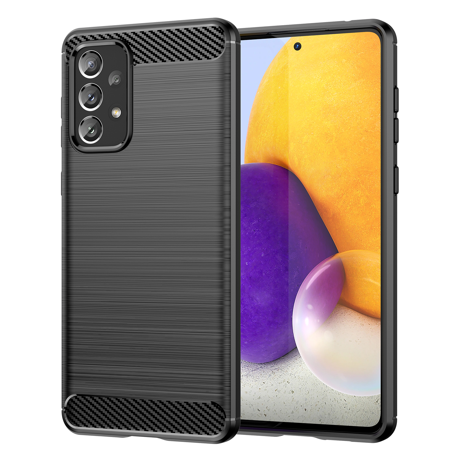Carbon Case Joustava TPU kansi Samsung Galaxy A73 musta