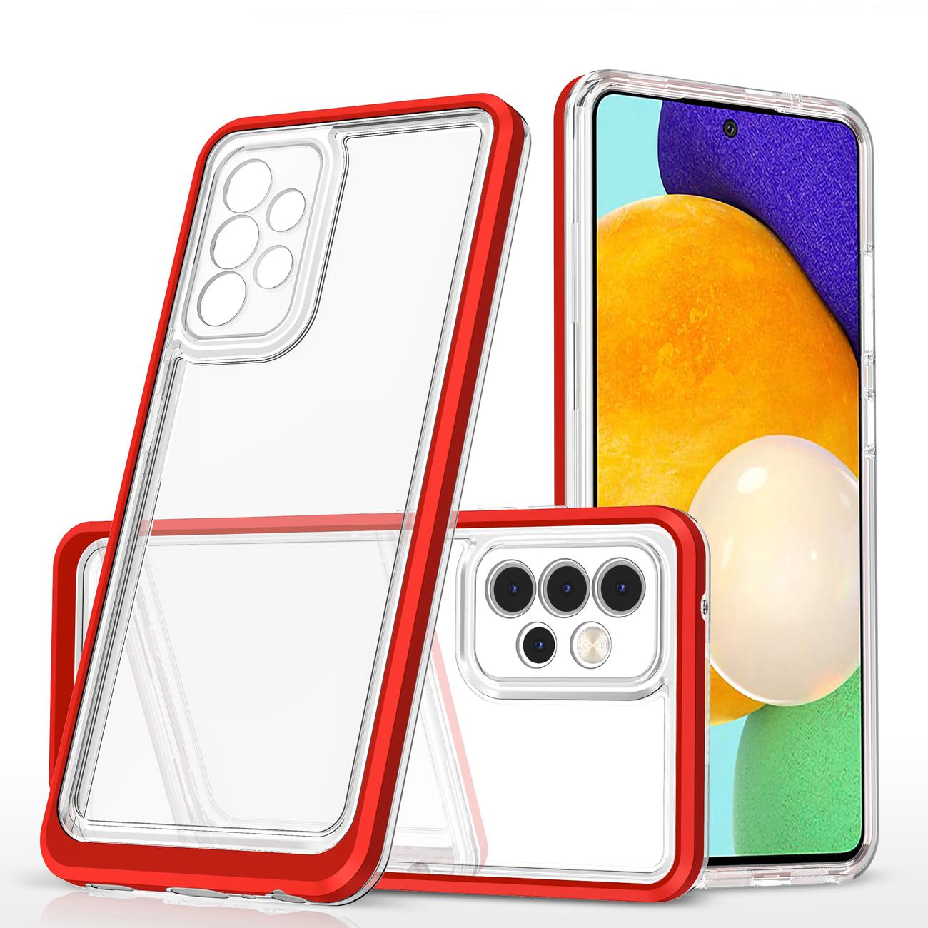Kirkas 3in1 asia Samsung Galaxy A73 kehys kansi geeli punainen