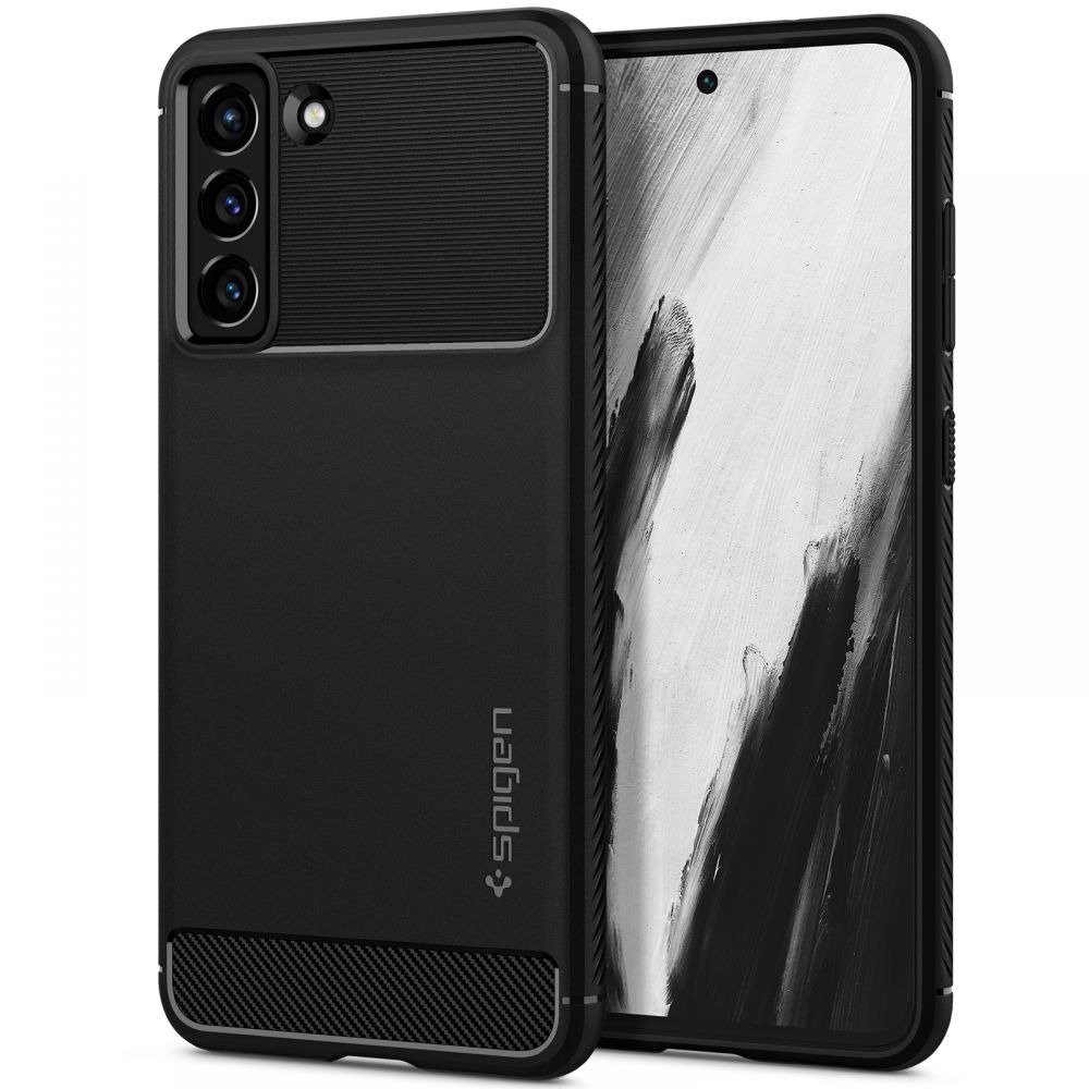 Spigen Rugged Armor kotelo Samsung Galaxy S21 FE - Matta musta