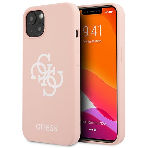 Guess GUHCP13SLS4GWPI iPhone 13 mini 5.4" vaaleanpunainen/vaaleanpunainen kova kotelo Silikoni 4G Logo