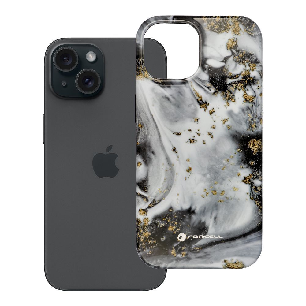 Case for iPhone 15 Forcell F-Protect Mirage compatible with Magsafe Military Drop-Test silver fog