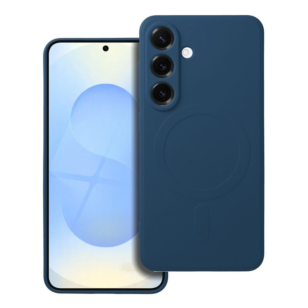 Silikoninen Mag Cover Samsung S25:lle yhteensopiva MagSafen kanssa sininen