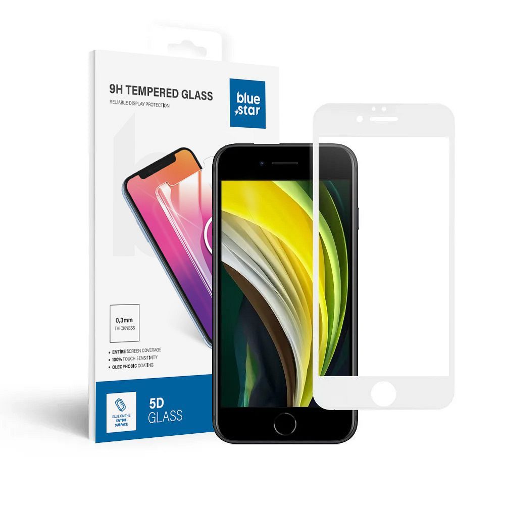 Suojalasi Blue Star - APP IPHONE 6 5D koko näytön peittävä - valkoinen