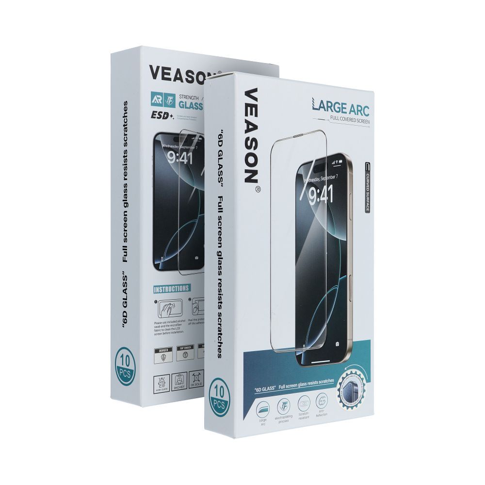 6D Pro Veason karkaistu lasi (setti 10in1) Samsung Galaxy A37 5G:lle, musta