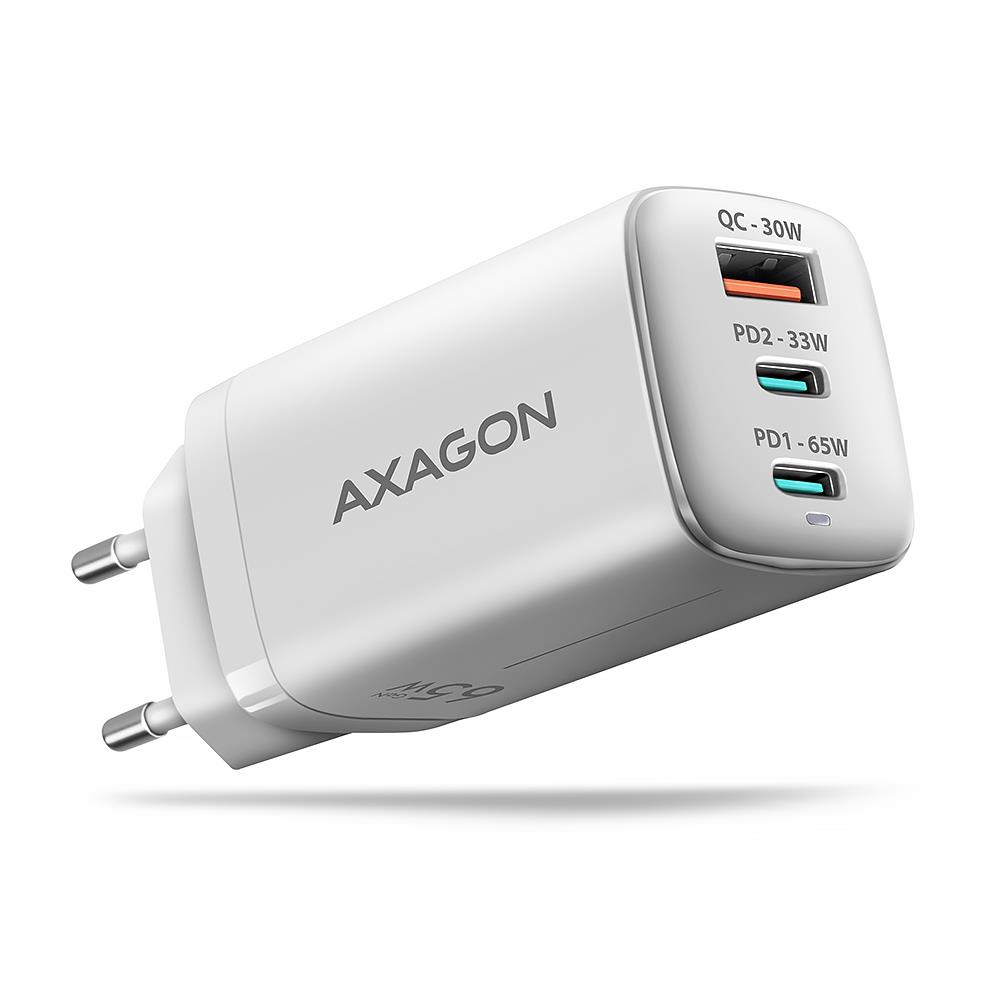 Seinälaturi USB 65W/GaN 3-porttinen ACU-DPQ65W AXAGON