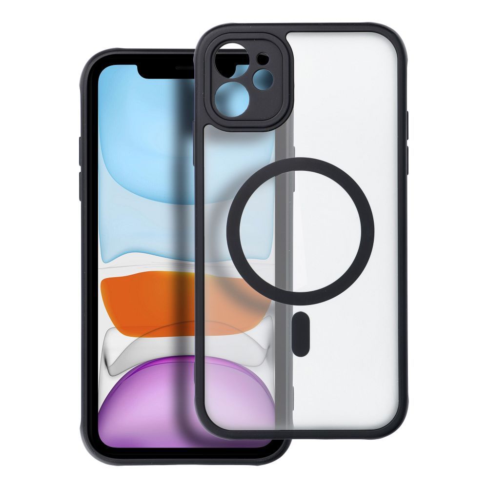 Suojakuori iPhone 11:lle Full Matte Mag Cover yhteensopiva MagSafe musta