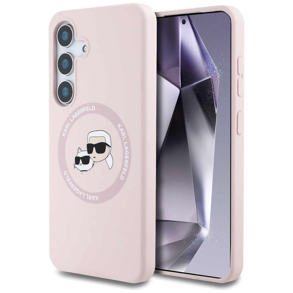 Karl Lagerfeld HC Magneettinen Silikoninen Suojakuori Samsung Galaxy S25 Pluslle Vaaleanpunainen