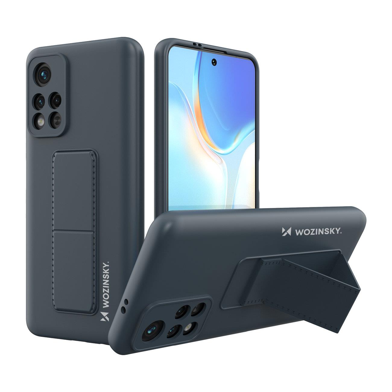 Wozinsky Kickstand Case silicone case with stand Xiaomi Redmi 10 case navy blue