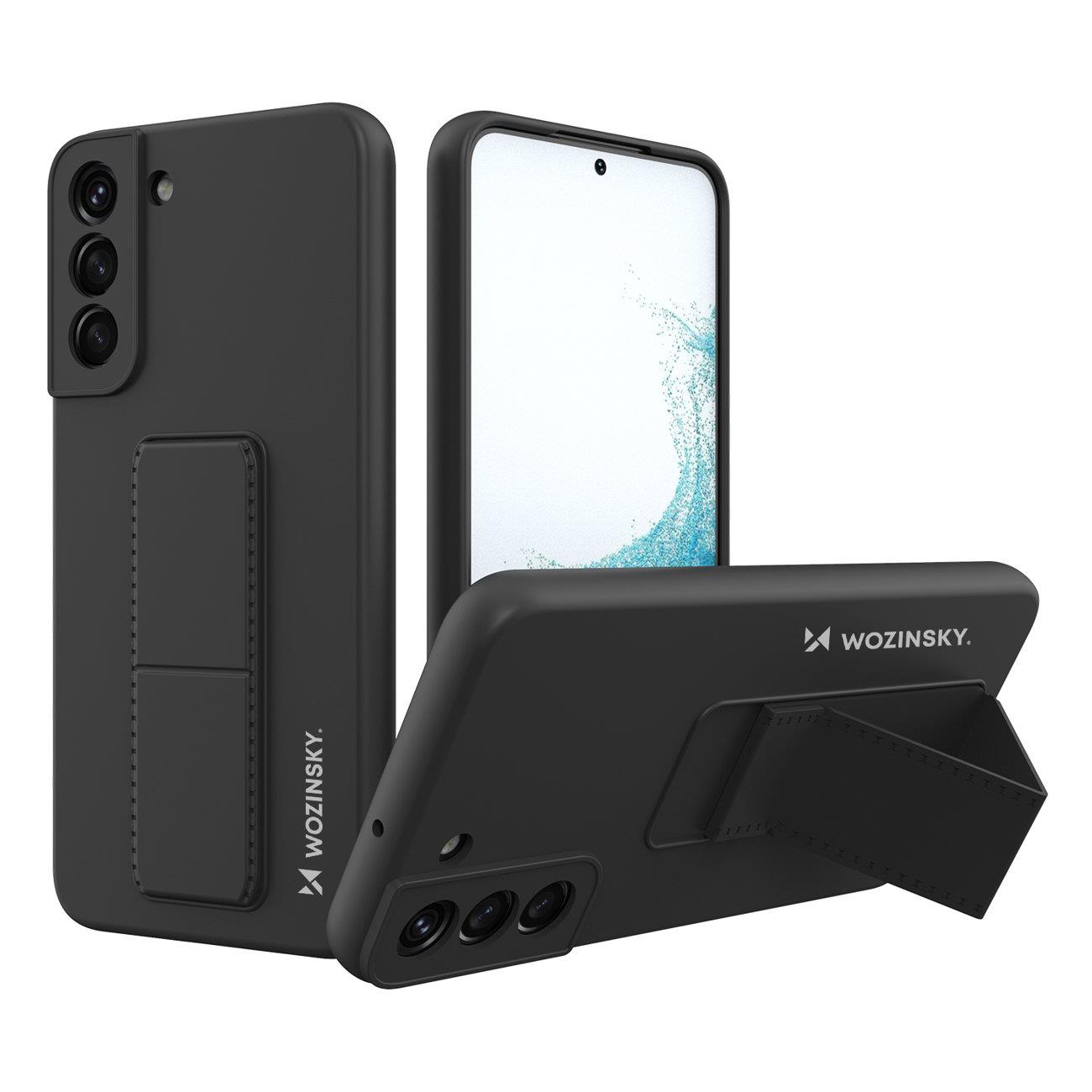 Wozinsky Kickstand Case silikoni tapauksessa jalusta Samsung Galaxy S22+ musta