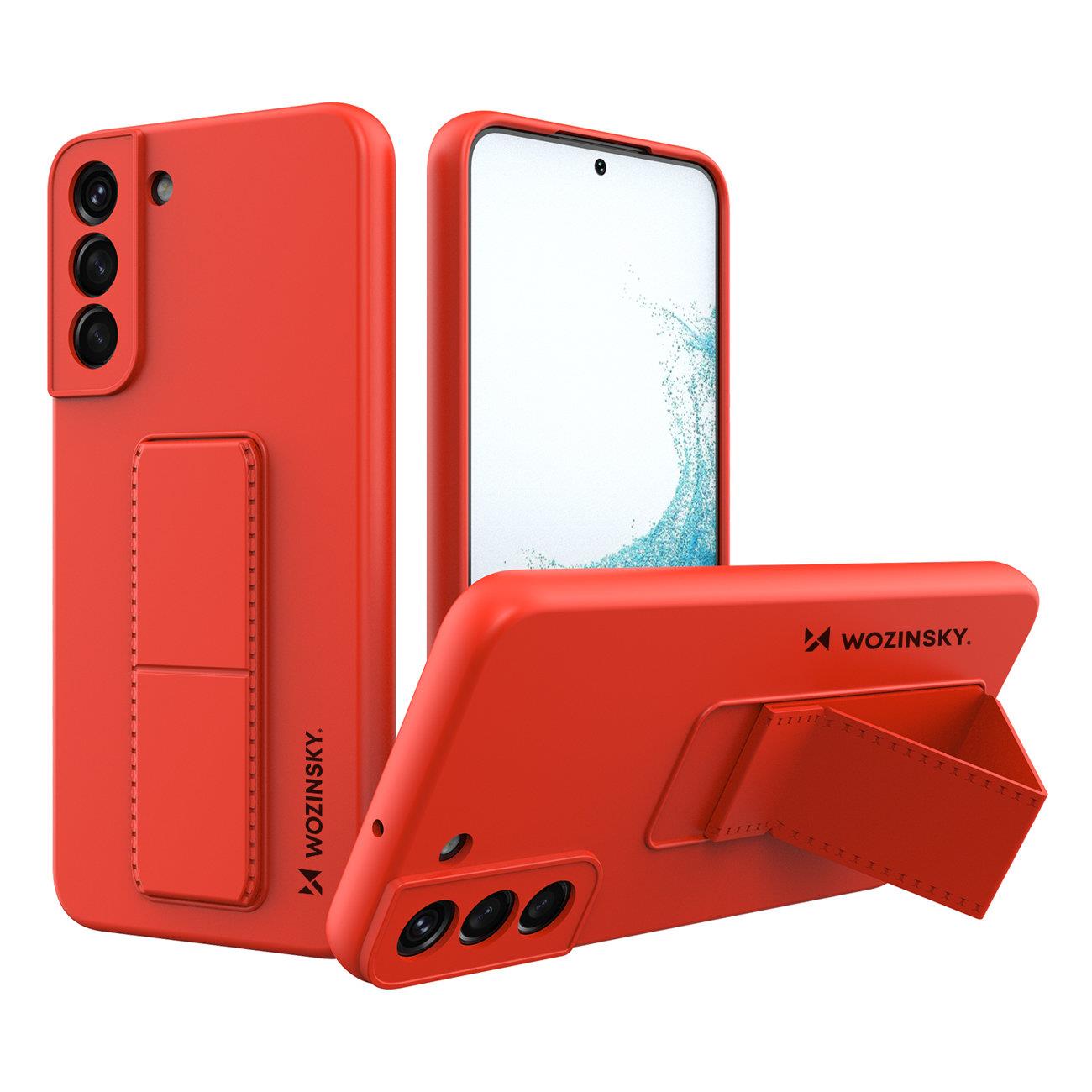 Wozinsky Kickstand Case silikoni tapauksessa jalusta Samsung Galaxy S22+ punainen