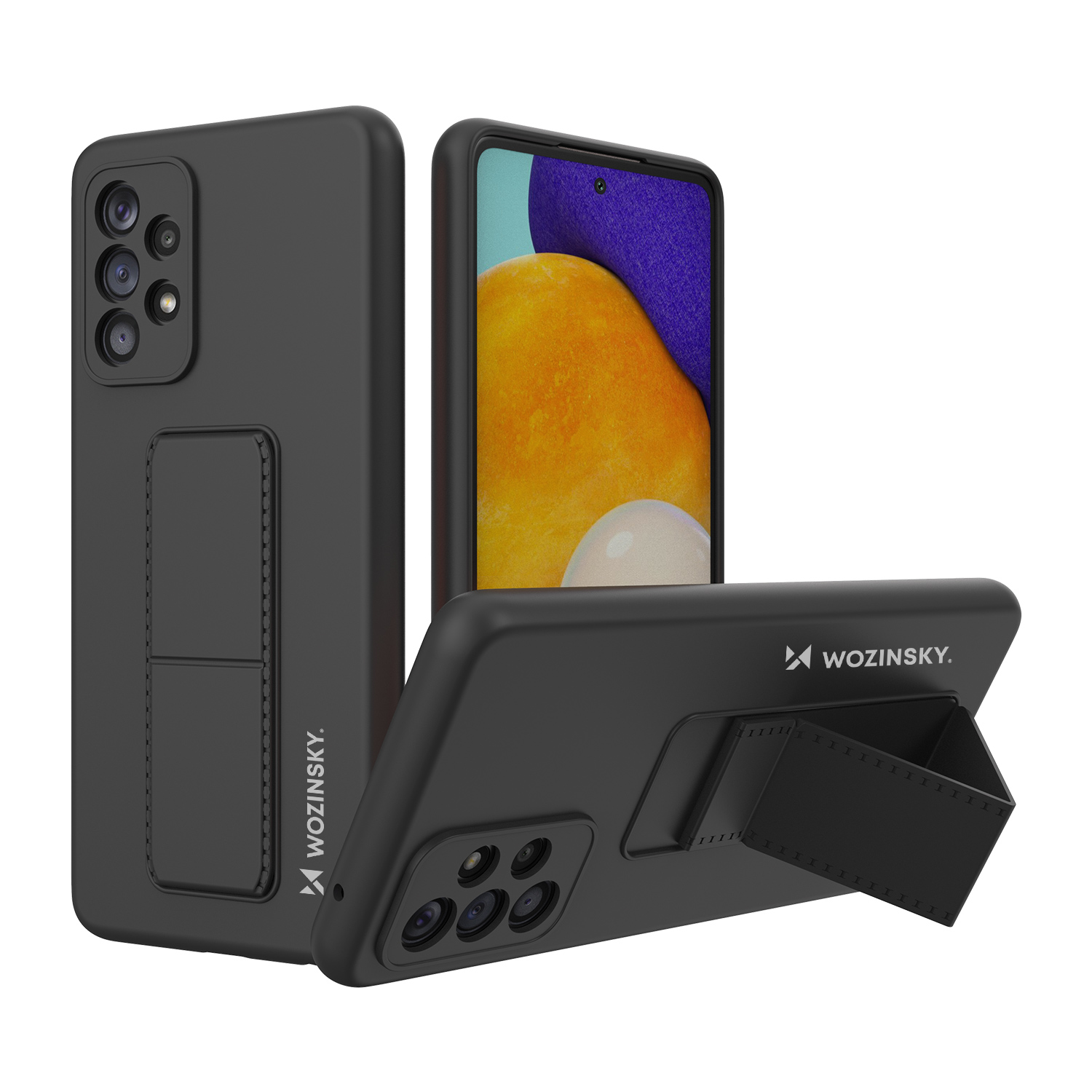 Wozinsky Kickstand Case silikoni tapauksessa jalusta Samsung Galaxy A73 musta