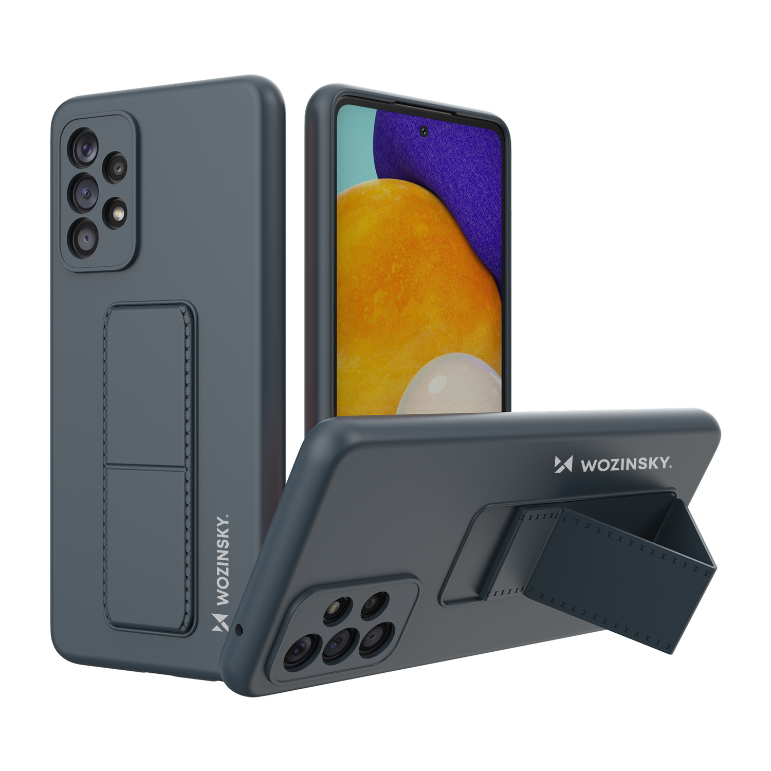 Wozinsky Kickstand Case silikoni tapauksessa jalusta Samsung Galaxy A73 tummansininen laivastonsininen