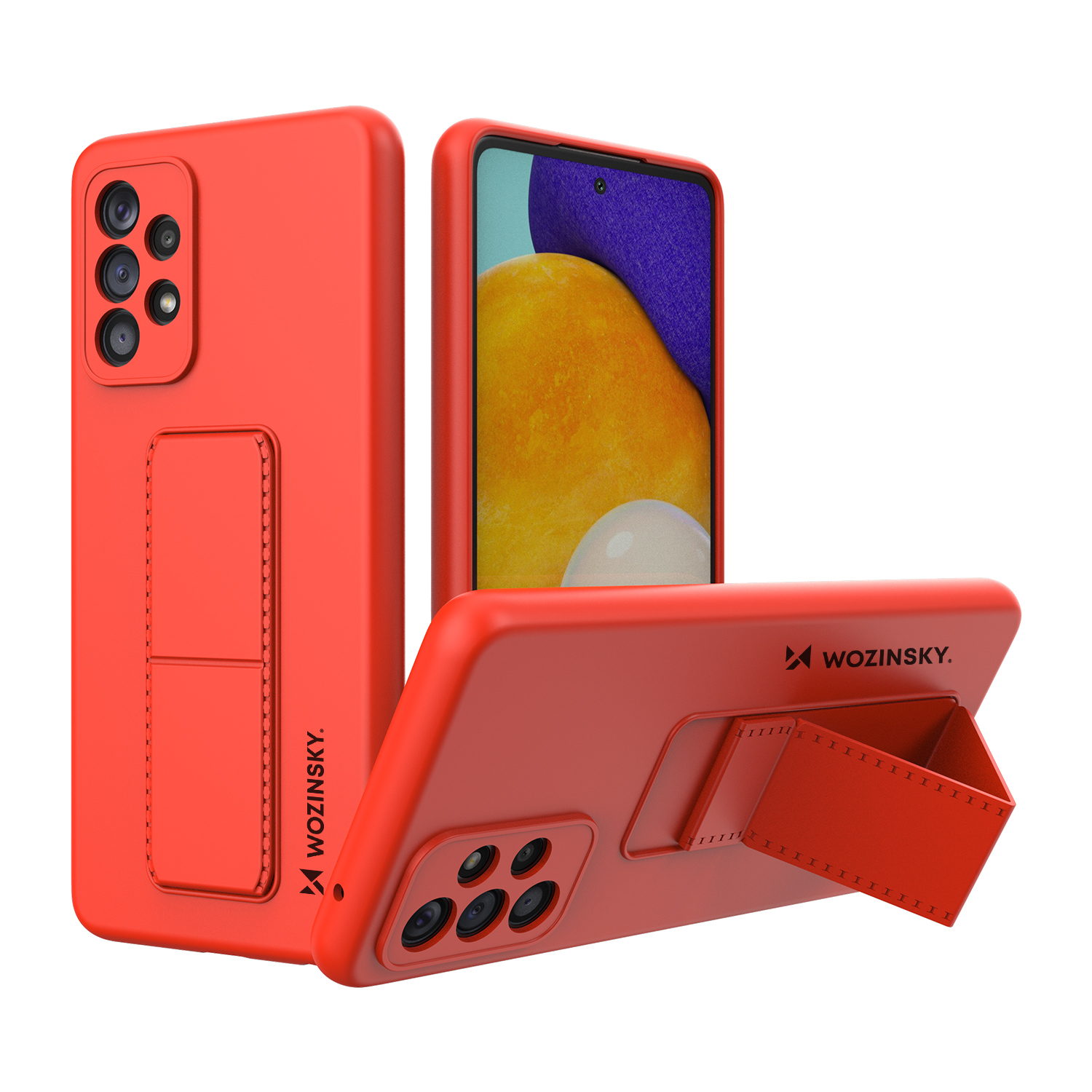 Wozinsky Kickstand Case silikoni tapauksessa jalusta Samsung Galaxy A73 punainen
