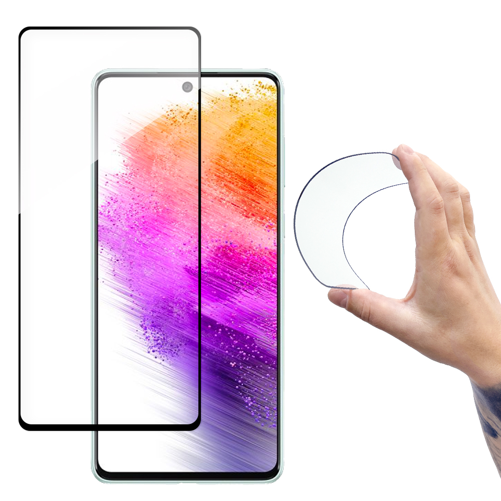 Wozinsky Full Cover Flexi Nano lasikalvo karkaistua lasia kehys Samsung Galaxy A73 läpinäkyvää